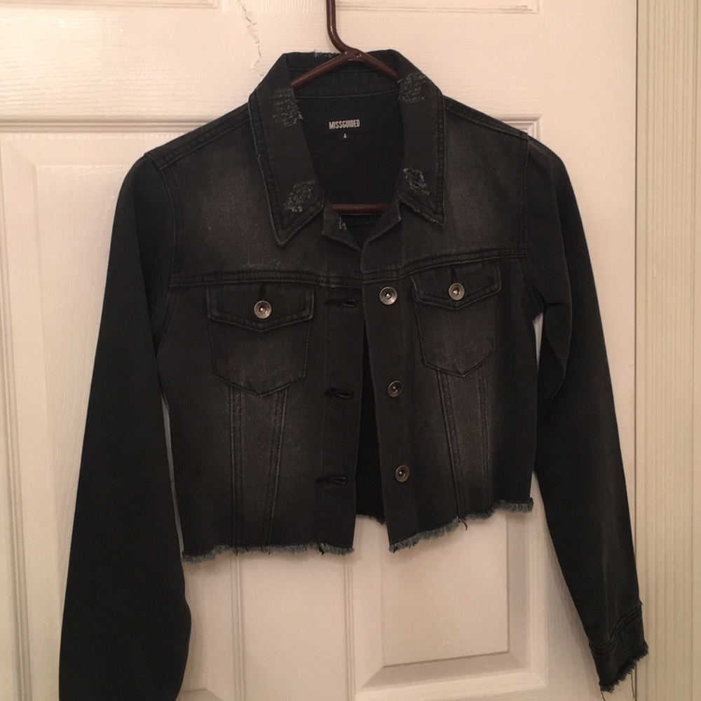 Black cropped jean jacket